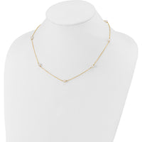 14K Yellow Gold 7-Station Necklace with 5-6mm Freshwater Cultured Pearls - 18" Length by Monteluci Fine Jewelry