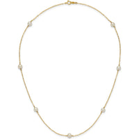 14K Yellow Gold 7-Station Necklace with 5-6mm Freshwater Cultured Pearls - 18" Length by Monteluci Fine Jewelry