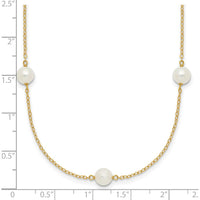 14K Yellow Gold 7-Station Necklace with 5-6mm Freshwater Cultured Pearls - 18" Length by Monteluci Fine Jewelry