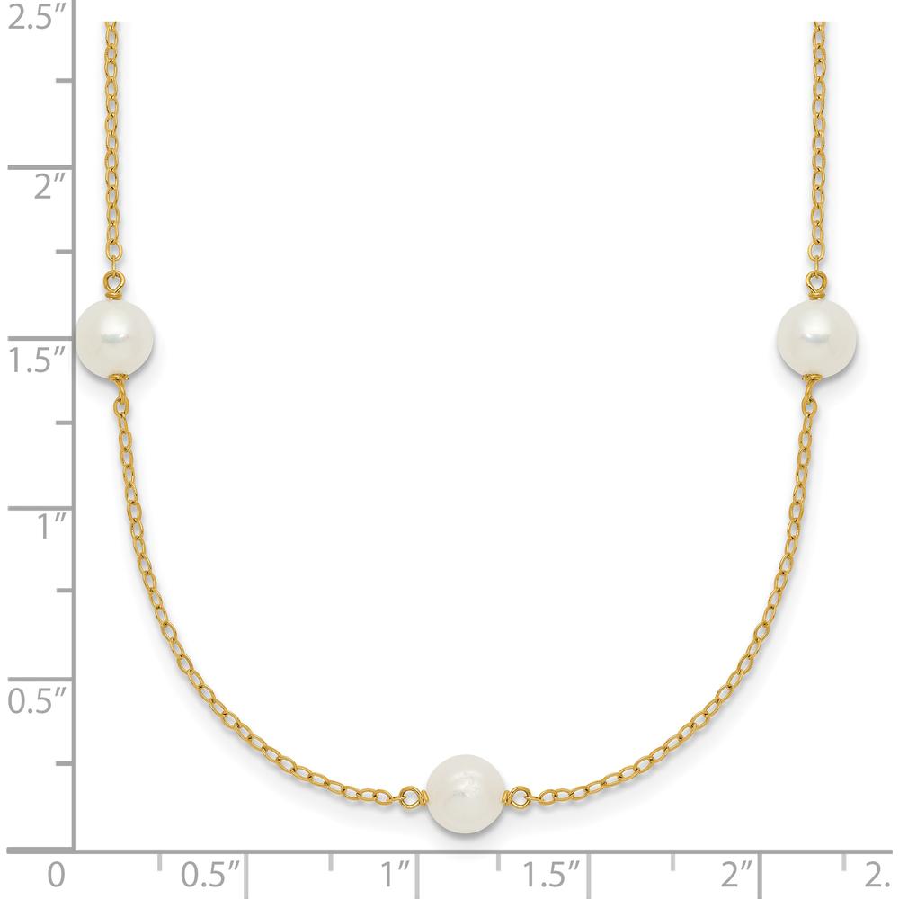 14K Yellow Gold 7-Station Necklace with 5-6mm Freshwater Cultured Pearls - 18" Length by Monteluci Fine Jewelry