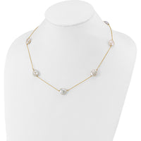 14K Yellow Gold 7-Station Necklace with White Keshi Freshwater Cultured Pearls - 20" Length by Monteluci Fine Jewelry