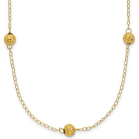 14K Yellow Gold 7-Station Textured Bead Necklace 18" - Polished Finish by 0