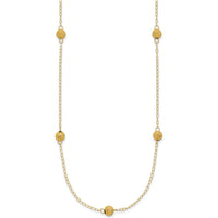 14K Yellow Gold 7-Station Textured Bead Necklace 18" - Polished Finish by 0