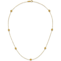14K Yellow Gold 7-Station Textured Bead Necklace 18" - Polished Finish by 0