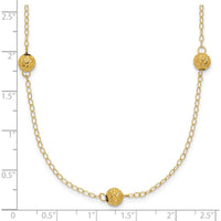 14K Yellow Gold 7-Station Textured Bead Necklace 18" - Polished Finish by 0