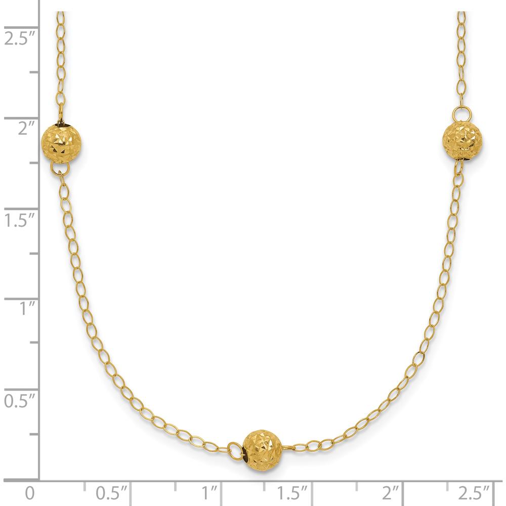 14K Yellow Gold 7-Station Textured Bead Necklace 18" - Polished Finish by 0