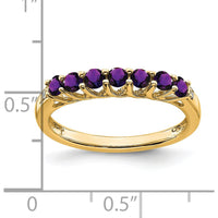 14K Yellow Gold 7-Stone Amethyst and Diamond Ring with Round Amethysts and Accent Diamonds - 0.065 Carat Total Amethyst Weight by 0