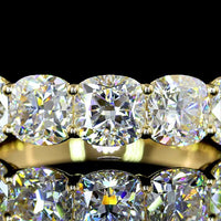 14K Yellow Gold 7-Stone Anniversary Eternity Band with Square Cushion Brilliant Cut Lab Diamonds - 3.91 Carat Total Weight E-F VS - Covaloro Fine Jewelry