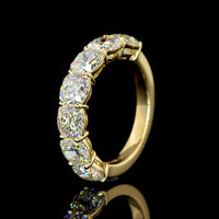 14K Yellow Gold 7-Stone Anniversary Eternity Band with Square Cushion Brilliant Cut Lab Diamonds - 3.91 Carat Total Weight E-F VS - Covaloro Fine Jewelry
