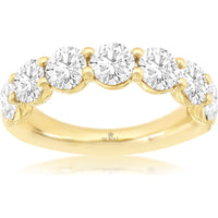 14K Yellow Gold 7-Stone Band with Shared-Prong Set Round Lab-Grown Diamonds - 3.70 Carat Total Diamond Weight - Royal Jewelry