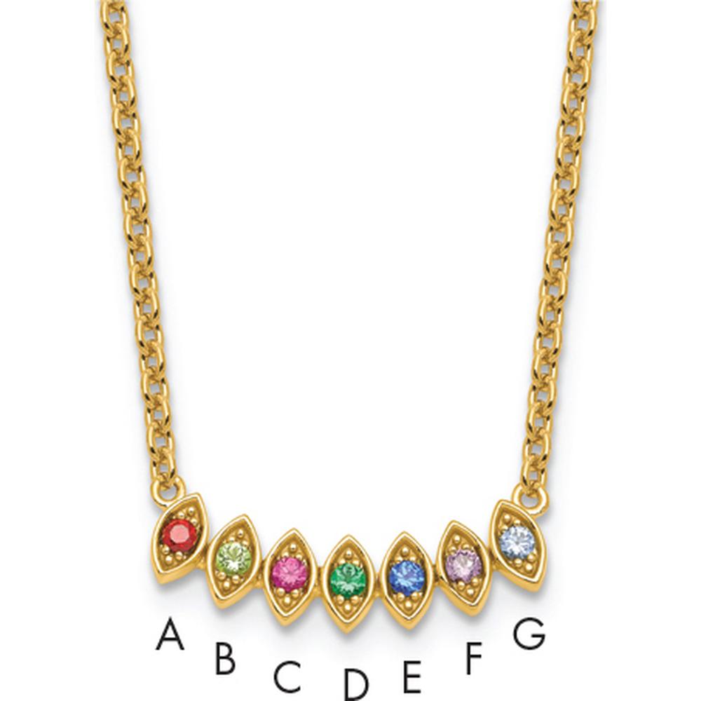 14K Yellow Gold 7-Stone Birthstone Pendant Necklace Mounting for Custom Gemstones - Personalized Mother's Jewelry by Oro Pregiato