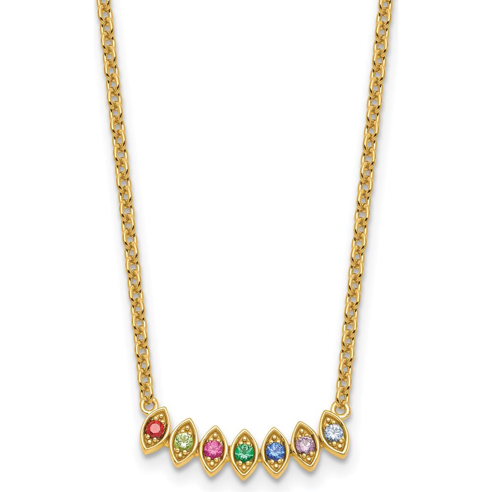 14K Yellow Gold 7-Stone Birthstone Pendant Necklace Mounting for Custom Gemstones - Personalized Mother's Jewelry by Oro Pregiato
