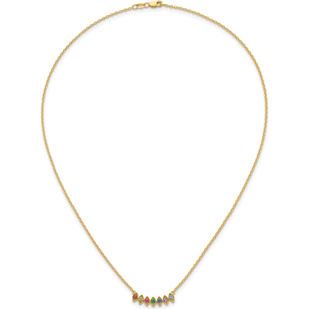 14K Yellow Gold 7-Stone Birthstone Pendant Necklace Mounting for Custom Gemstones - Personalized Mother's Jewelry by Oro Pregiato