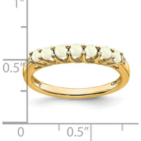 14K Yellow Gold 7-Stone Created Opal and Diamond Ring with Milgrain Detail and Round Stones by 0