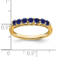 14K Yellow Gold 7-Stone Created Sapphire and Diamond Ring - 0.09 Carat Total Sapphire Weight, 0.012 Carat Total Diamond Weight by 0