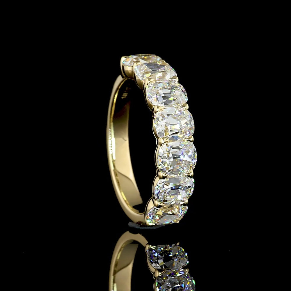 14K Yellow Gold 7-Stone Eternity Band with Antique Cushion Cut Lab Diamonds - 2.17 Carats Total Diamond Weight E-F VS1 - Covaloro Fine Jewelry