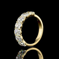 14K Yellow Gold 7-Stone Eternity Band with Antique Cushion Cut Lab Diamonds - 2.17 Carats Total Diamond Weight E-F VS1 - Covaloro Fine Jewelry