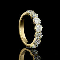 14K Yellow Gold 7-Stone Eternity Band with Asscher Cut Lab Diamonds - 2.19 Carat Total Weight, E-F Color VS Clarity - Covaloro Fine Jewelry
