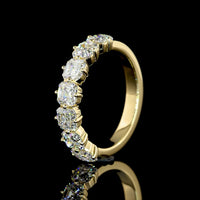 14K Yellow Gold 7-Stone Eternity Band with Asscher Cut Lab Diamonds - 2.19 Carat Total Weight, E-F Color VS Clarity - Covaloro Fine Jewelry