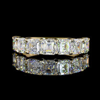 14K Yellow Gold 7-Stone Eternity Band with Asscher Cut Lab Diamonds - 3.20 Carat Total Diamond Weight - Covaloro Fine Jewelry