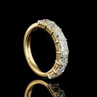 14K Yellow Gold 7-Stone Eternity Band with Asscher Cut Lab Diamonds - 3.20 Carat Total Diamond Weight - Covaloro Fine Jewelry