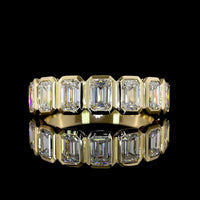 14K Yellow Gold 7-Stone Eternity Band with Bezel-Set Emerald Cut Lab Diamonds - 1.99 Carat Total Weight - Covaloro Fine Jewelry