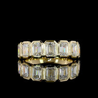 14K Yellow Gold 7-Stone Eternity Band with Bezel Set Emerald Cut Lab Diamonds - 2.10 Carats Total Diamond Weight - Covaloro Fine Jewelry