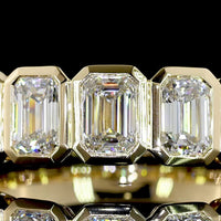 14K Yellow Gold 7-Stone Eternity Band with Bezel Set Emerald Cut Lab Diamonds - 2.10 Carats Total Diamond Weight - Covaloro Fine Jewelry