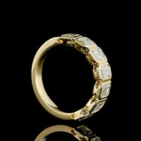14K Yellow Gold 7-Stone Eternity Band with Bezel Set Emerald Cut Lab Diamonds - 2.10 Carats Total Diamond Weight - Covaloro Fine Jewelry