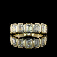 14K Yellow Gold 7-Stone Eternity Band with Bezel Set Emerald Cut Natural Diamonds - 2.11 Carat Total Diamond Weight - Covaloro Fine Jewelry