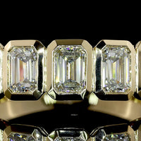 14K Yellow Gold 7-Stone Eternity Band with Bezel Set Emerald Cut Natural Diamonds - 2.11 Carat Total Diamond Weight - Covaloro Fine Jewelry