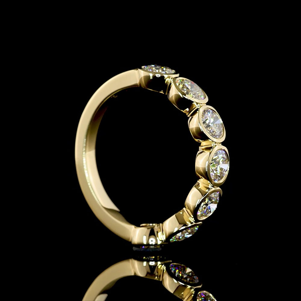 14K Yellow Gold 7-Stone Eternity Band with Bezel Set Round Lab Diamonds - 2.00 Carat Total Diamond Weight - Covaloro Fine Jewelry