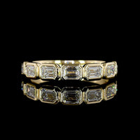 14K Yellow Gold 7-Stone Eternity Band with East-West Bezel Set Emerald Cut Lab Diamonds - 1.12 Carat Total Weight - Covaloro Fine Jewelry