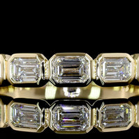 14K Yellow Gold 7-Stone Eternity Band with East-West Bezel Set Emerald Cut Lab Diamonds - 1.12 Carat Total Weight - Covaloro Fine Jewelry