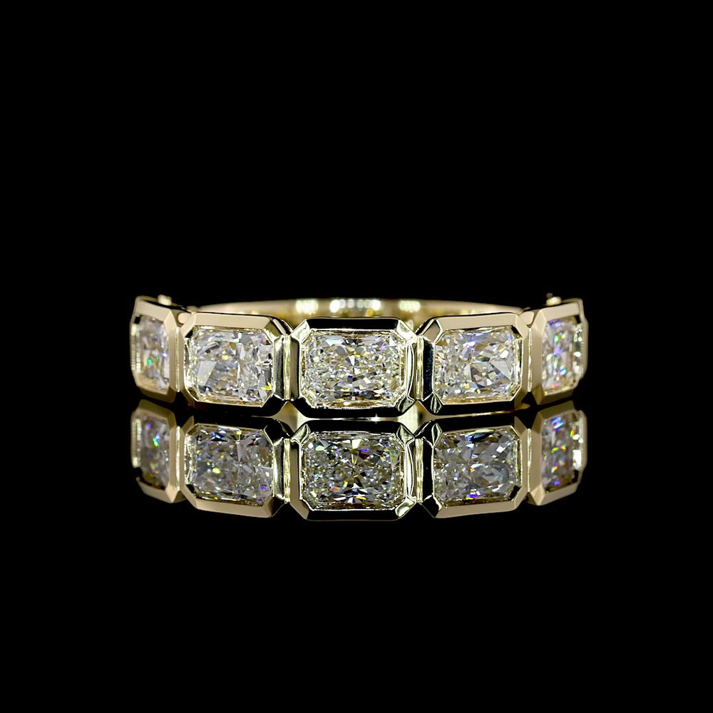 14K Yellow Gold 7-Stone Eternity Band with East-West Bezel Set Radiant Cut Natural Diamonds - 2.05 Carat Total Weight - Covaloro Fine Jewelry