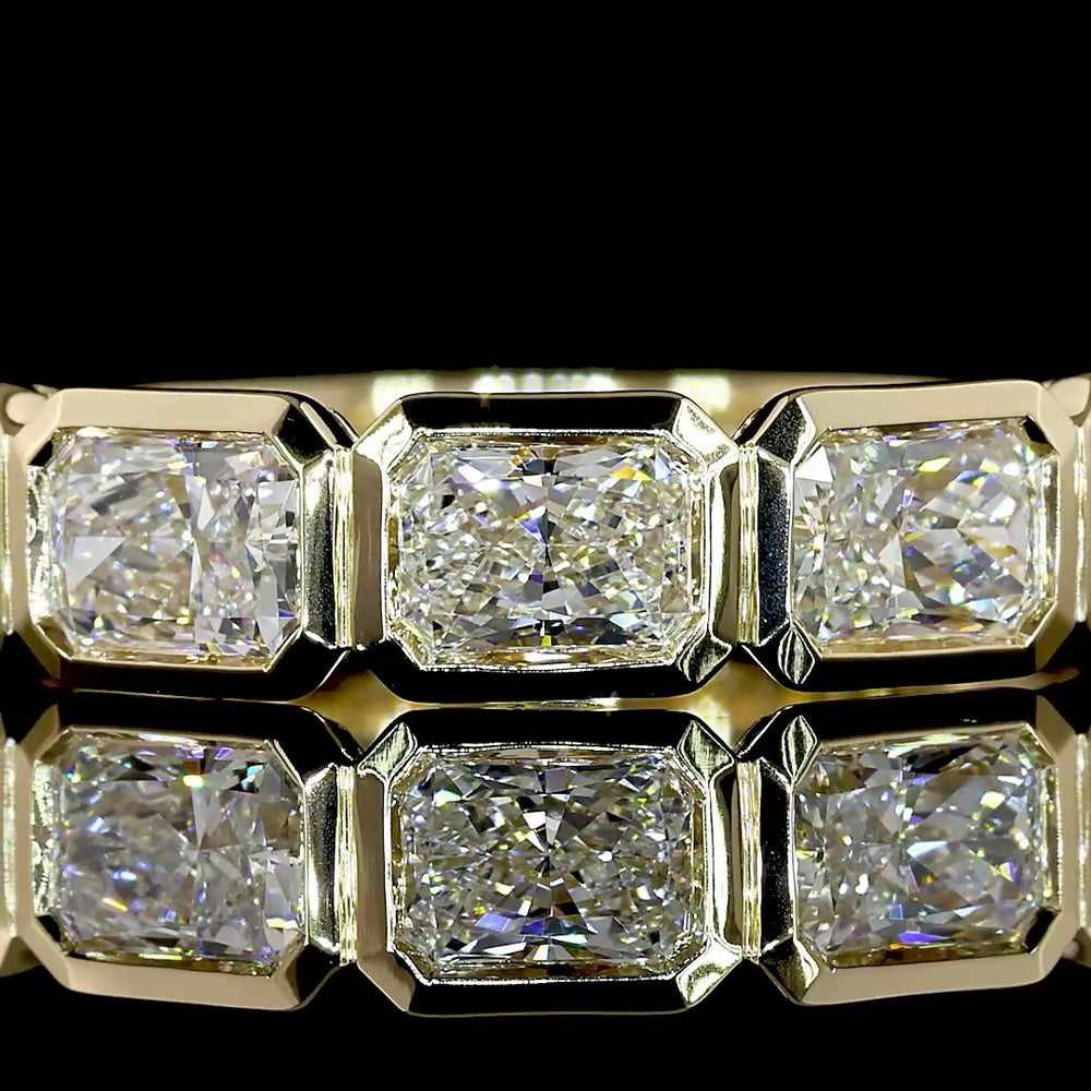 14K Yellow Gold 7-Stone Eternity Band with East-West Bezel Set Radiant Cut Natural Diamonds - 2.05 Carat Total Weight - Covaloro Fine Jewelry