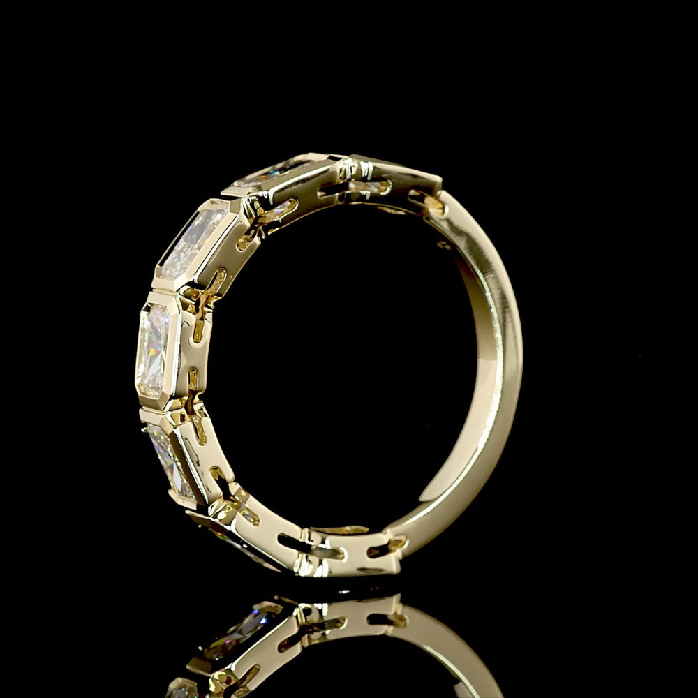 14K Yellow Gold 7-Stone Eternity Band with East-West Bezel Set Radiant Cut Natural Diamonds - 2.05 Carat Total Weight - Covaloro Fine Jewelry
