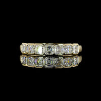 14K Yellow Gold 7-Stone Eternity Band with Half-Bezel Set Asscher Cut Lab Diamonds - 0.96 Carats Total Diamond Weight - Covaloro Fine Jewelry