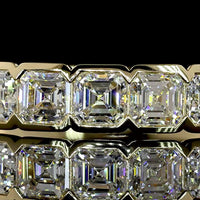 14K Yellow Gold 7-Stone Eternity Band with Half-Bezel Set Asscher Cut Lab Diamonds - 0.96 Carats Total Diamond Weight - Covaloro Fine Jewelry