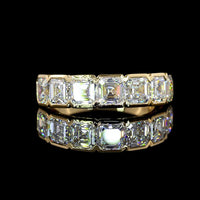 14K Yellow Gold 7-Stone Eternity Band with Half-Bezel Set Asscher Cut Lab Diamonds - 3.19 Carat Total Weight - Covaloro Fine Jewelry