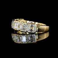 14K Yellow Gold 7-Stone Eternity Band with Half-Bezel Set Asscher Cut Lab Diamonds - 3.19 Carat Total Weight - Covaloro Fine Jewelry