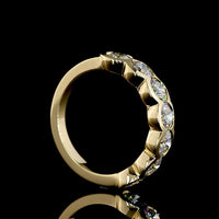 14K Yellow Gold 7-Stone Eternity Band with Half-Bezel Set Round Lab Diamonds - 2.08 Carats Total Diamond Weight - Covaloro Fine Jewelry