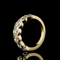 14K Yellow Gold 7-Stone Eternity Band with Half-Bezel Set Round Lab Diamonds - 2.08 Carats Total Diamond Weight - Covaloro Fine Jewelry