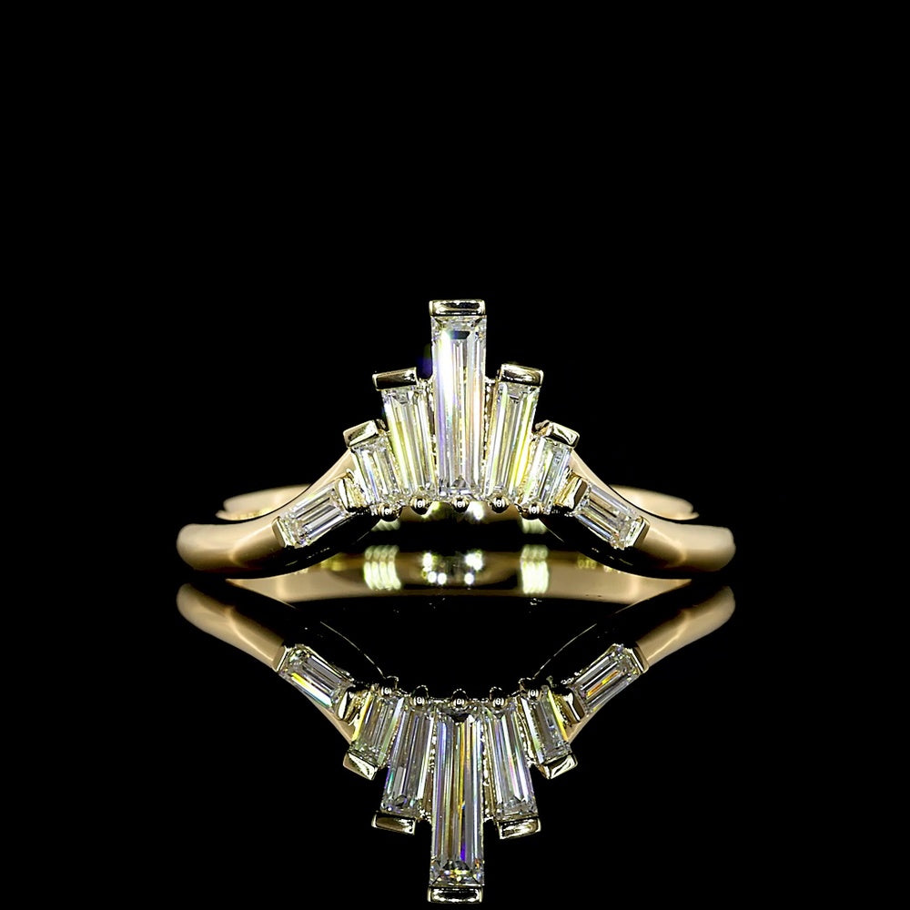 14K Yellow Gold 7-Stone Eternity Band with North-South Baguette Lab Diamonds - 0.35 Carat Total Weight, E-F Color VS Clarity - Covaloro Fine Jewelry