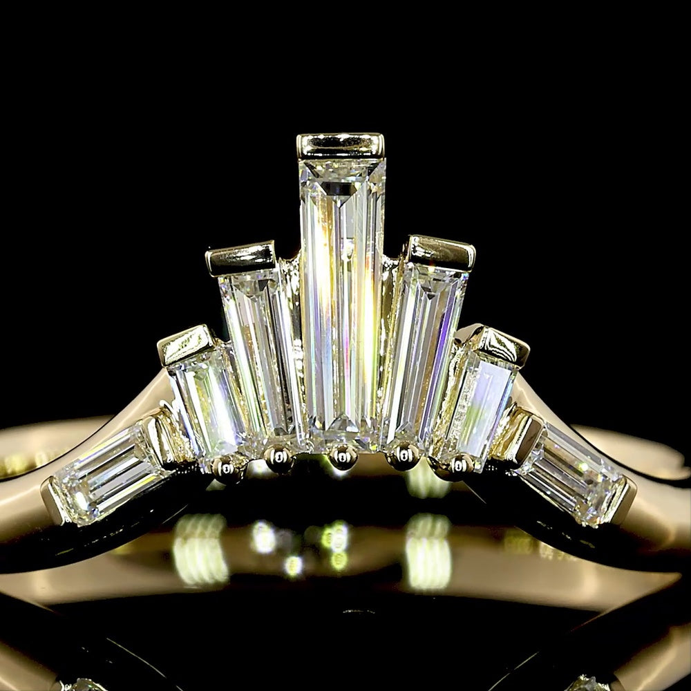 14K Yellow Gold 7-Stone Eternity Band with North-South Baguette Lab Diamonds - 0.35 Carat Total Weight, E-F Color VS Clarity - Covaloro Fine Jewelry