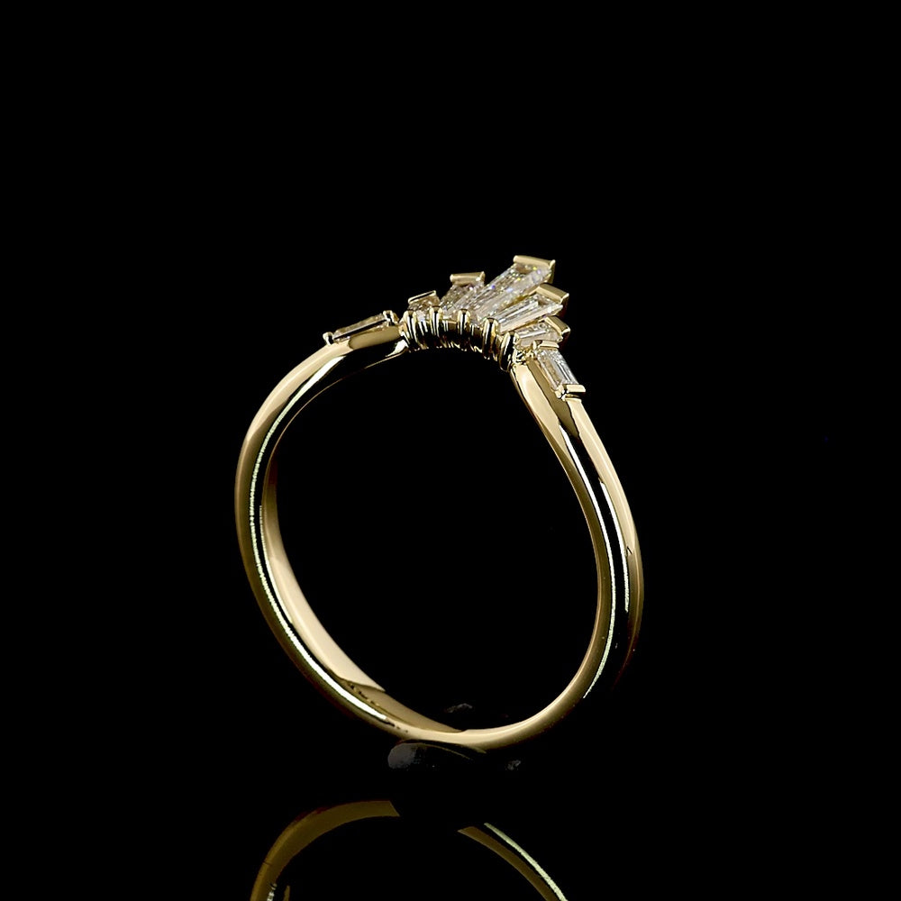 14K Yellow Gold 7-Stone Eternity Band with North-South Baguette Lab Diamonds - 0.35 Carat Total Weight, E-F Color VS Clarity - Covaloro Fine Jewelry