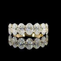 14K Yellow Gold 7-Stone Eternity Band with North-South Prong Set Oval Lab Diamonds - 2.98 Carat Total Weight - Covaloro Fine Jewelry