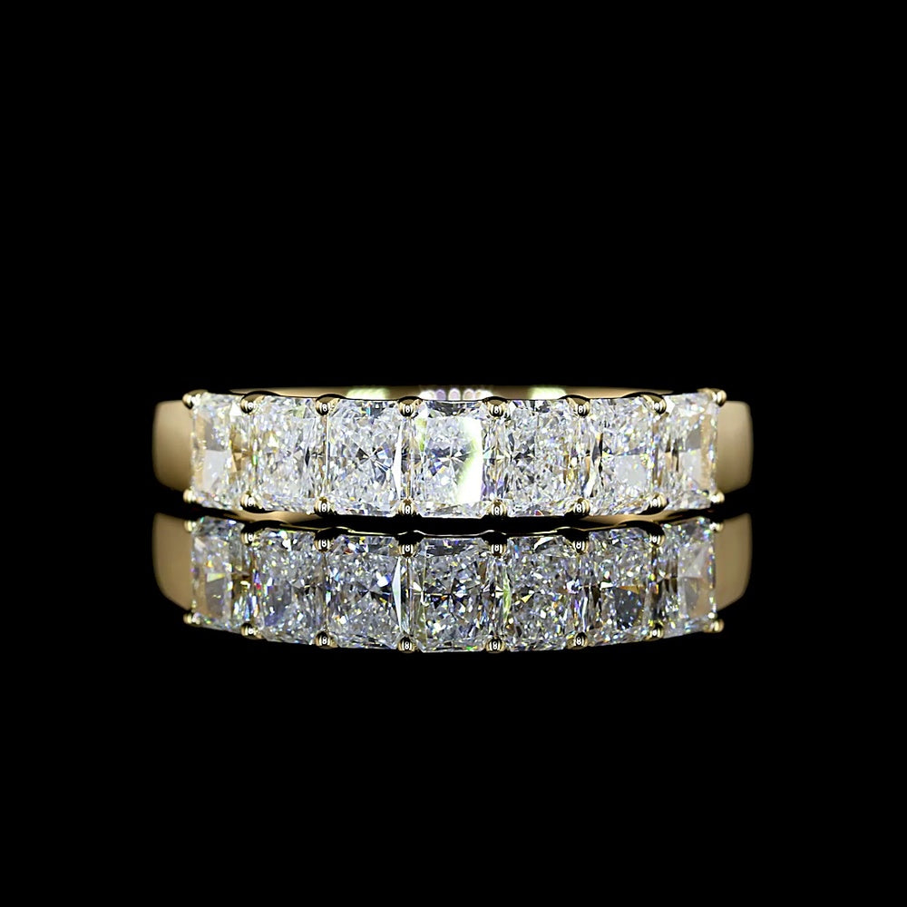 14K Yellow Gold 7-Stone Eternity Band with North-South Prong Set Radiant Cut Lab Diamonds - 1.01 Carats Total Diamond Weight - Covaloro Fine Jewelry
