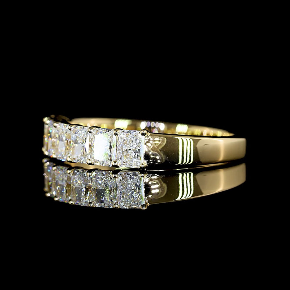 14K Yellow Gold 7-Stone Eternity Band with North-South Prong Set Radiant Cut Lab Diamonds - 1.01 Carats Total Diamond Weight - Covaloro Fine Jewelry