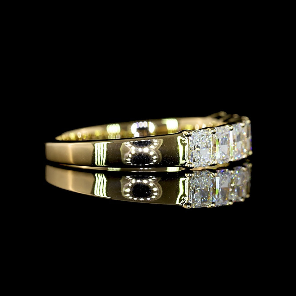 14K Yellow Gold 7-Stone Eternity Band with North-South Prong Set Radiant Cut Lab Diamonds - 1.01 Carats Total Diamond Weight - Covaloro Fine Jewelry